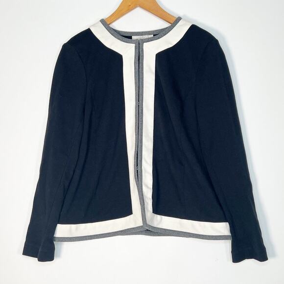 Talbots Lightweight Knit Suit Jacket Coat Black Cream Grey - Picture 1 of 11